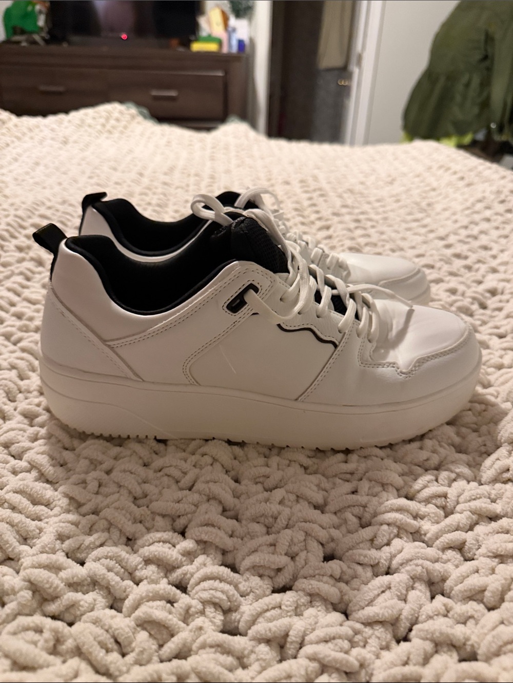Zara White Sneakers with Black Lining